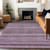 9' X 12' Plum And Lilac Striped Washable Indoor Outdoor Area Rug