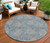 8' Blue Gray And Silver Round Floral Washable Indoor Outdoor Area Rug