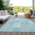 10' X 14' Aqua Teal Blue And Silver Patchwork Washable Indoor Outdoor Area Rug