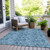 10' X 14' Blue And Denim Blue Floral Washable Indoor Outdoor Area Rug