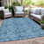 10' X 14' Blue And Denim Blue Floral Washable Indoor Outdoor Area Rug