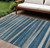 8' X 10' Denim Blue And Gray Striped Washable Indoor Outdoor Area Rug - Denim Blue, Gray