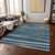 8' X 10' Denim Blue And Gray Striped Washable Indoor Outdoor Area Rug - Denim Blue, Gray