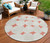 8' Salmon Beige And Ivory Round Abstract Washable Indoor Outdoor Area Rug