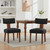 Set of Two Black and Brown Linen and Solid Wood Dining Side Chairs