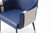 Blue Beige and Black Upholstered Faux Leather Dining Arm Chair