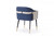 Blue Beige and Black Upholstered Faux Leather Dining Arm Chair