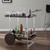 34" Brown And Silver Iron and Wood Rolling Bar Cart