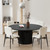 Set of Two White and Black Upholstered Boucle Dining Side Chairs