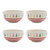 Set of Four 6" White Green And Red Ceramic Christmas Trees Round Candy or Nut Bowls
