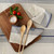 71" x 95" Cream And Blue Striped Cotton Tablecloth And Napkins Set Cotton Blend
