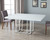 59" White and Silver Wood and Metal Pedestal Base Square Dining Table