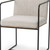 Beige and Black Upholstered Cushion And Metal Dining Arm Chair