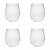 Set of Four Clear Tritan Plastic Balloon or Round Bowl Stemless All Purpose Wine Glass