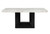 70" White and Black Faux Marble and Wood Pedestal Base Dining Table