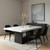 70" White and Black Faux Marble and Wood Pedestal Base Dining Table