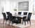 70" White and Black Faux Marble and Wood Pedestal Base Dining Table