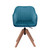 Tufted Teal Blue and Natural Upholstered Velvet Dining Arm Chair