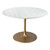 47" White And Gold Rounded Steel Pedestal Base Dining Table