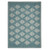 19" Set of Four Cream And Turquoise Damask Cotton Placemats