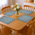 19" Set of Four Cream And Turquoise Damask Cotton Placemats