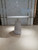 42" White Wood and Metal Pedestal Base Round Top Dining Table