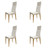Set of Four White and Gold Upholstered Faux Leather Dining Side Chairs