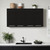 47" Black Wood Wall Mounted Accent Cabinet With Four Doors