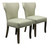 Set of Two Ivory and Brown Upholstered Fabric Dining Parsons Chairs
