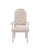 Set of Two Tufted Antiqued White and Champagne Upholstered Fabric And Solid Wood Dining Arm Chairs