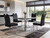 Set of Four Black and Silver Faux Leather and Metal Dining Side Chairs