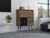 46" Dark Brown and Black Wood Console Bar Cabinet With Single Door And Two Drawers