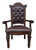 Set of Two Tufted Brown and Redwood Upholstered Faux Leather And Solid Wood Dining Arm Chairs - 880016780956