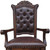 Set of Two Tufted Brown and Redwood Upholstered Faux Leather And Solid Wood Dining Arm Chairs