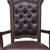 Set of Two Tufted Brown and Redwood Upholstered Faux Leather And Solid Wood Dining Arm Chairs
