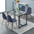 47" Clear And Black Glass And Metal Dining Table