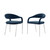 Set of Two Blue And Silver Upholstered Polyester Open Back Dining Arm Chairs