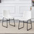 Set of Four White and Black Faux Leather and Metal Dining Side Chairs