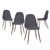 Set of Four Gray and Brown Fabric and Steel Dining Side Chairs