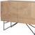 44" Natural and Black Solid Wood and Metal Carved Geometric Accent Cabinet With Two Doors