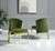 Set of Two Green and Gold Upholstered Velvet And Steel Wing Back Dining Side Chairs
