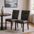 Set of Two Charcoal and Black Faux Leather And Wood Dining Side Chairs