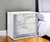 25" White Two Drawer Wood and Faux Marble Lighted Nightstand