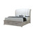 Natural and Light Gray Distressed Wood And Upholstery Queen Bed Frame With Drawers