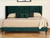 Green Wood And Tufted Velvet Queen Bed Frame