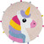 32" Pink And Yellow Cotton Unicorns Round Youthful Bath Rug