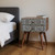23" Black White And Brown Solid Wood Geometric Bone Inlay Two Drawer Nightstand