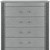 36" Silver Wood Five Drawer Dresser
