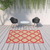 7' X 10' Red Geometric Stain Resistant Indoor Outdoor Area Rug