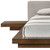 Gray and Walnut Wood And Faux Leather Queen Bed Frame With Attached Nightstands